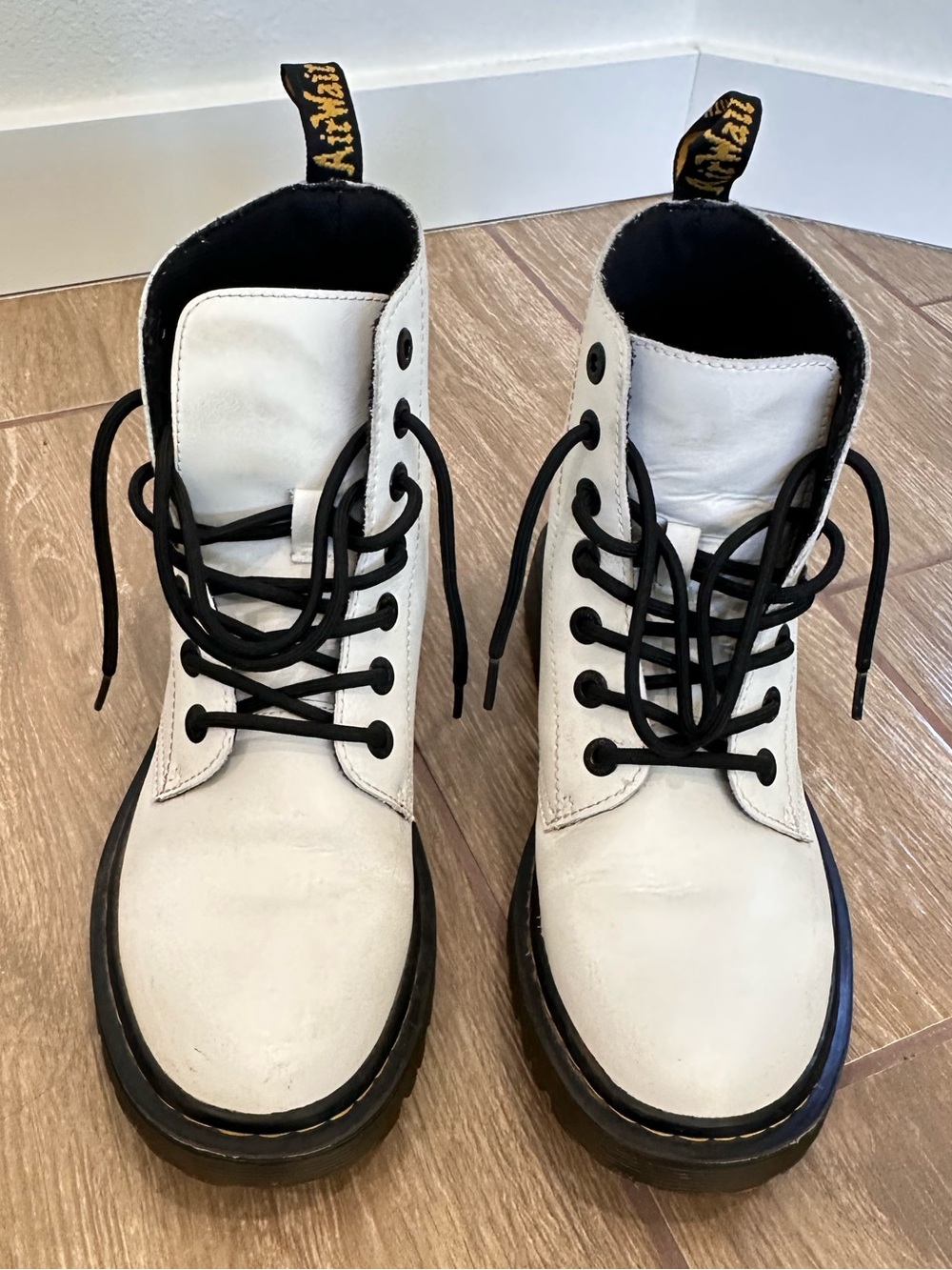 Dr. Martens White Lace-Up Men’s Boots with Black Accents